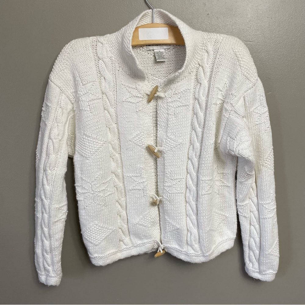 Vintage Paris Sport Club small knit Offwhite Cardigan wooden toggle buttons
